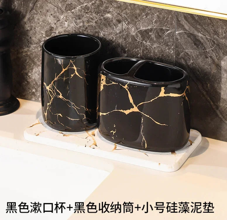 ensemble décoratif en céramique pour salle de bain avec accessoires - vue 7 sur 24