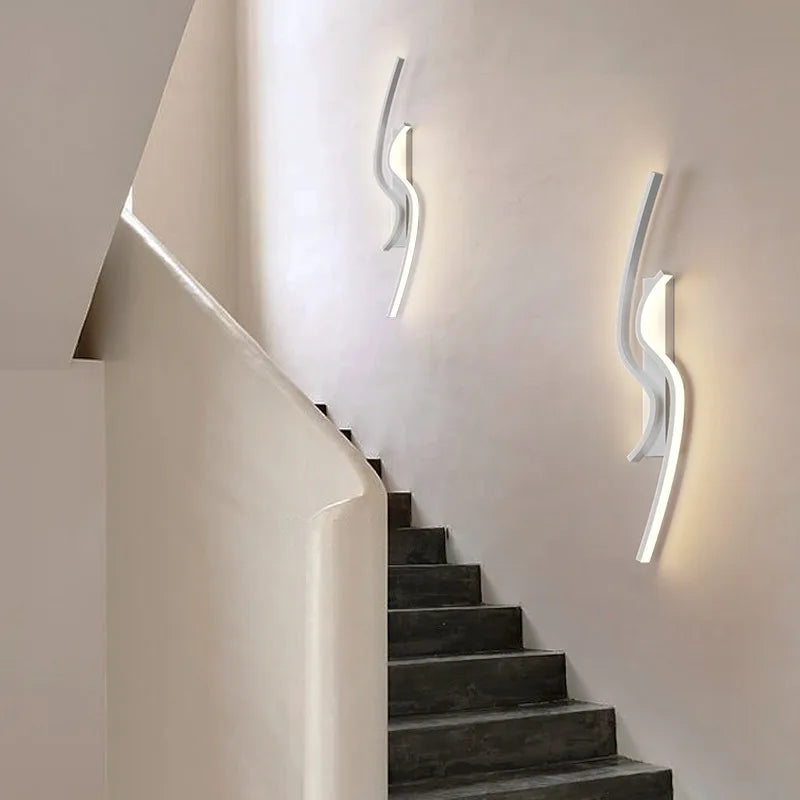 applique murale LED moderne pour salon TV fond allée chambre chevet - vue 4 sur 12