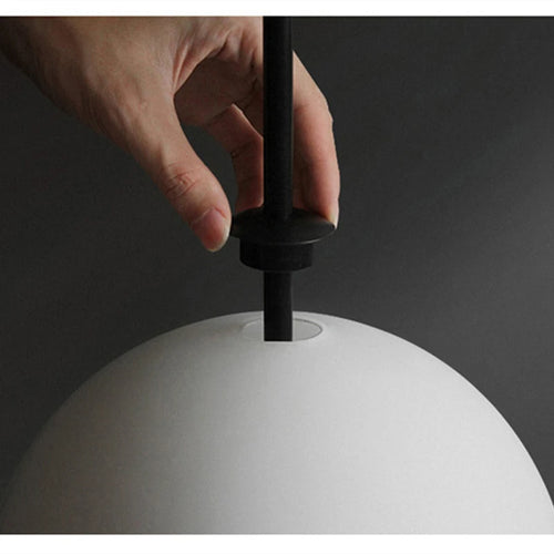 2024 LED White Glass Beads Pendant Chandelier Cafe Bar Bedroom Kitchen Round Ball Hanging Lighting Fixture Home Decor - vue 7 sur 9