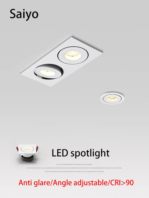 projecteur led encastré anti-éblouissement angle réglable pour intérieur