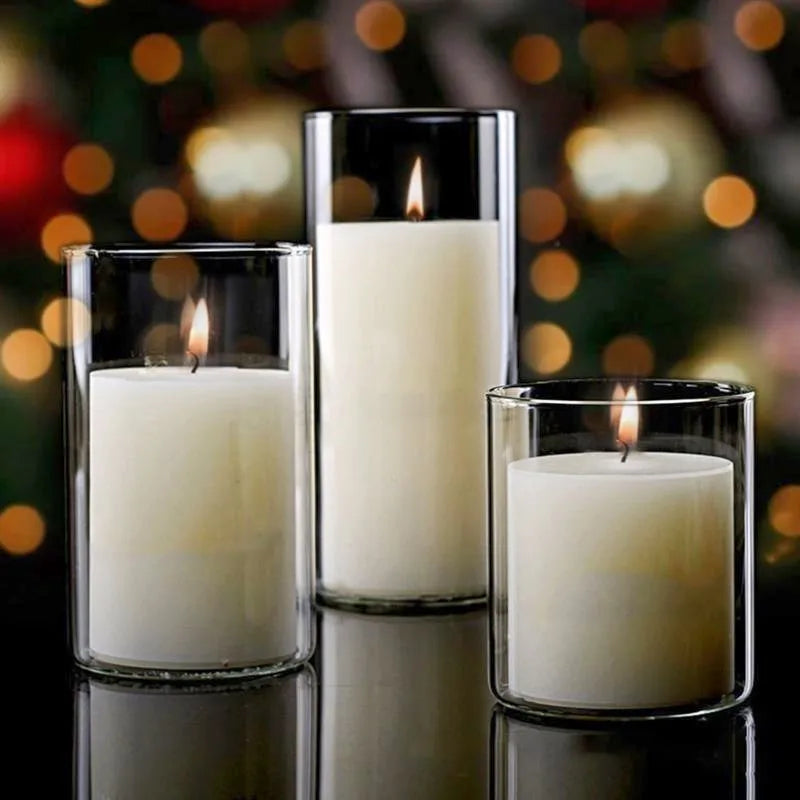 bougeoirs en verre transparent en forme de tasse décoration festive pour la maison - vue 5 sur 10