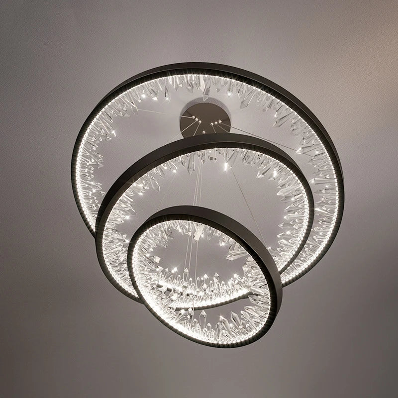 Plafonnier LED suspendu en cristal de luxe au design moderne