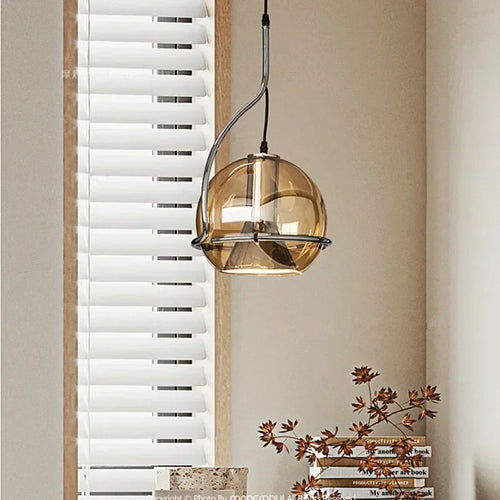 suspension en verre ambré style nordique moderne luminaire décoratif - vue 3 sur 7