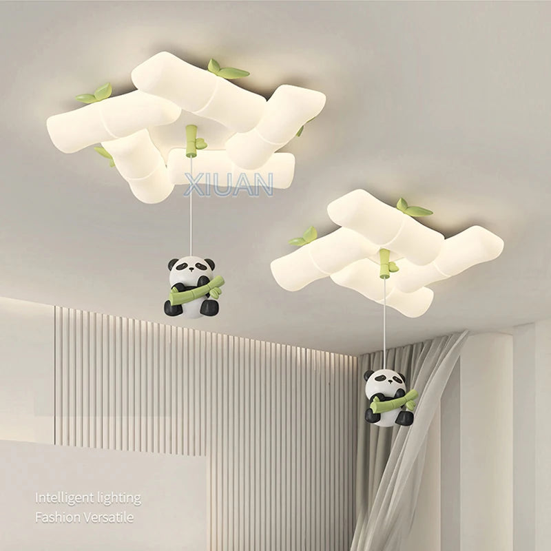 plafonnier panda en bambou pour chambre d'enfant et maternelle - vue 2 sur 8