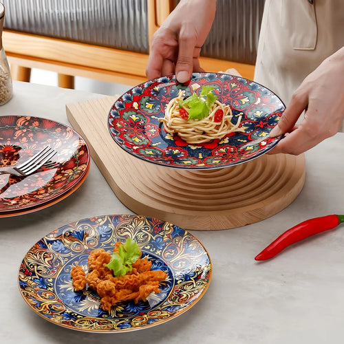 Assiette céramique bohême plate style western cuisine
