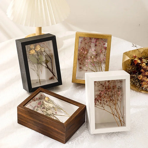 cadre photo flottant transparent avec fleurs séchées décoratif et artisanal - vue 3 sur 10