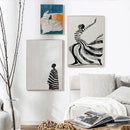 femme chat abstrait art mural pour décoration moderne