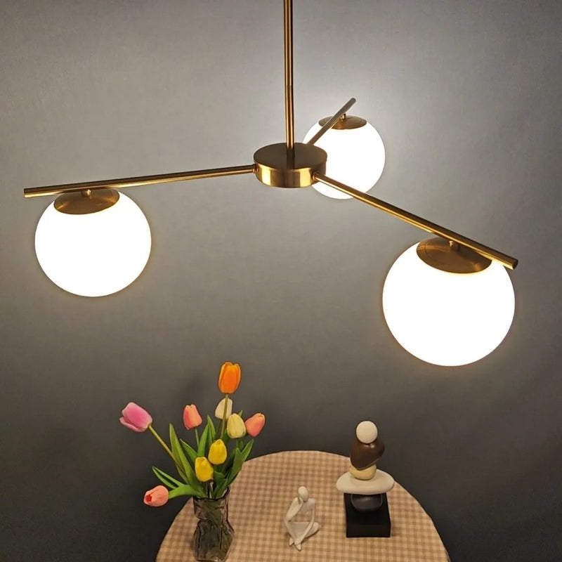 lustre nordique moderne en verre laiteux pour décoration maison