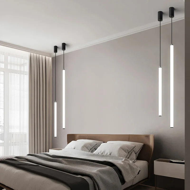 lustre led long tube spirale minimaliste moderne 2023 - vue 4 sur 15