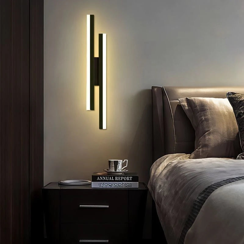 Applique murale Led moderne en acrylique noir/or