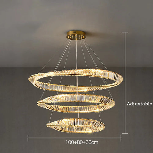 suspension moderne en aluminium et cristal led - vue 14 sur 14