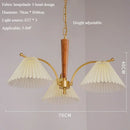 lustre suspendu nordique rétro abat-jour en tissu plissé lampe décorative