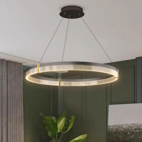 Lustre LED anneau en acrylique au design moderne avec anneau intérieur - vue 4 sur 11