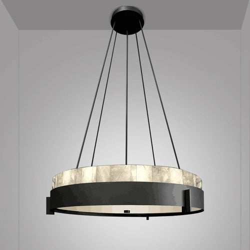 lustre moderne led en anneau de marbre créatif - vue 3 sur 7