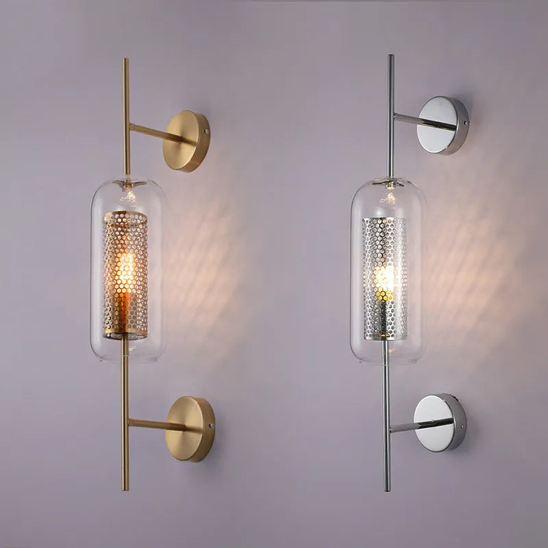 Applique murale industrielle métal/fer verre salon allée entrée