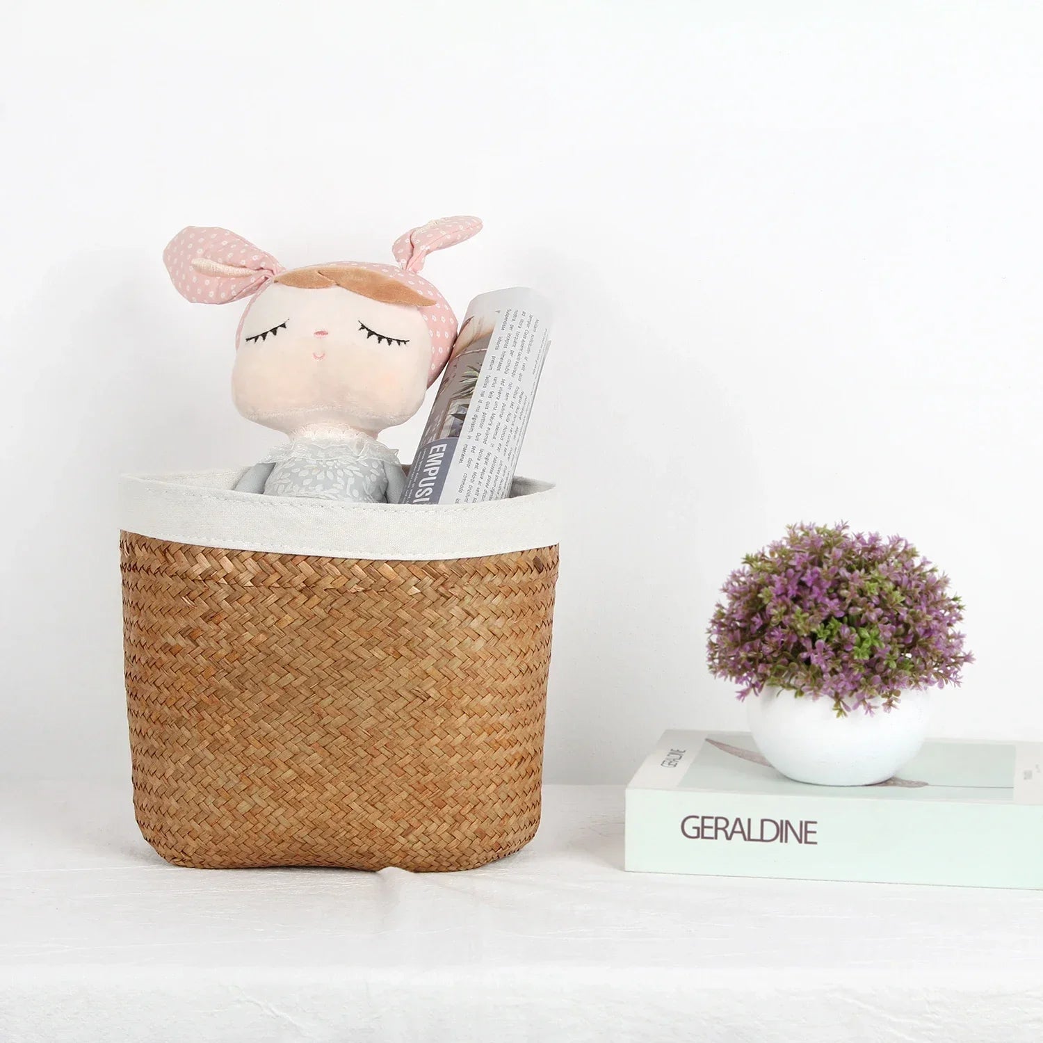 panier en jonc de mer pour rangement et décoration - vue 5 sur 7