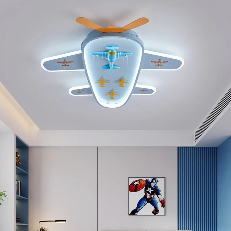 lustre avion dessin animé pour chambre d'enfant protection des yeux - vue 4 sur 7
