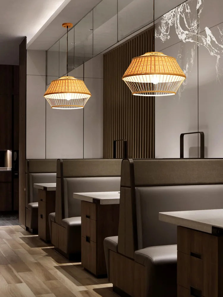 suspension luminaire en bambou pour restaurant hôtel