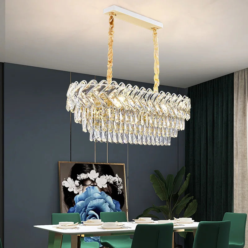 Moderne luxe cristal Led lustres salon décor Led Suspension lampe salle à manger Villa Suspension Luminaire Luminaire