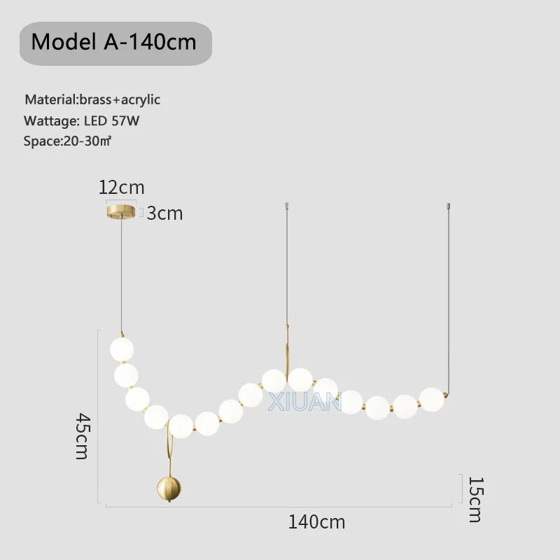 French Luxury Copper Pendant Lamps for Bedroom Living Room Kitchen Table Lighting Acrylic Round Bubble Ceiling Hanging Light