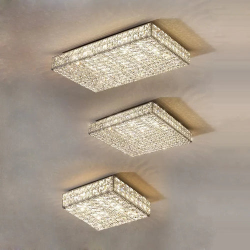 plafonnier led art déco carré cristal design moderne élégant - vue 2 sur 22