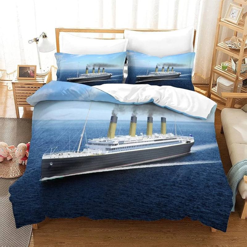 housse de couette 3D titanic motif océan romantique pour enfants