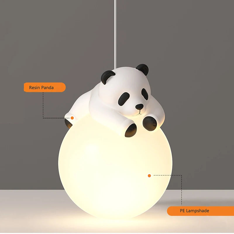 Résine Panda lampes suspendues chambre d'enfants suspension chambre chevet lustre pour bébé enfants crèche école Panda lumière