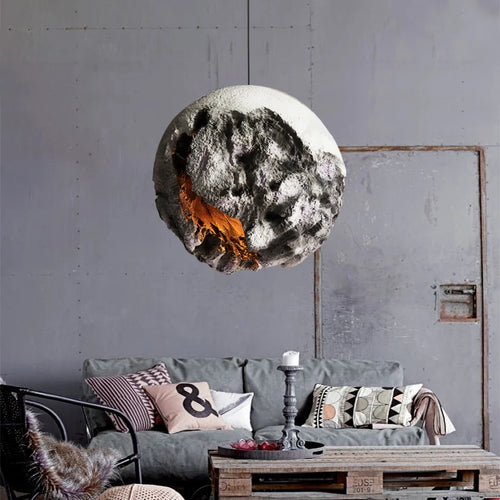 lustre moderne en béton wabi-sabi hauteur réglable décoration intérieure - vue 4 sur 12