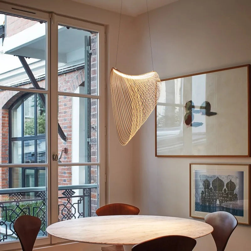 Lustre nordique en bois acrylique nid d’oiseau suspension LED lumières Table cuisine salle à manger décor à la maison éclairage intérieur Lustres