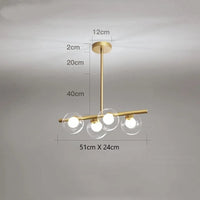lustre led moderne avec lampes à billes en verre nordique