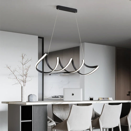 lustre nordique à led moderne atmosphérique et torsadé - vue 2 sur 14