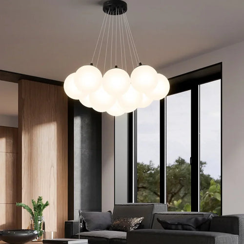 lustre moderne en verre avec led pour décoration intérieure - vue 3 sur 8