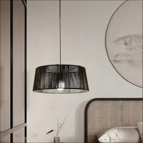 lustre nordique sandyha tissé corde led décoration maison - vue 2 sur 12