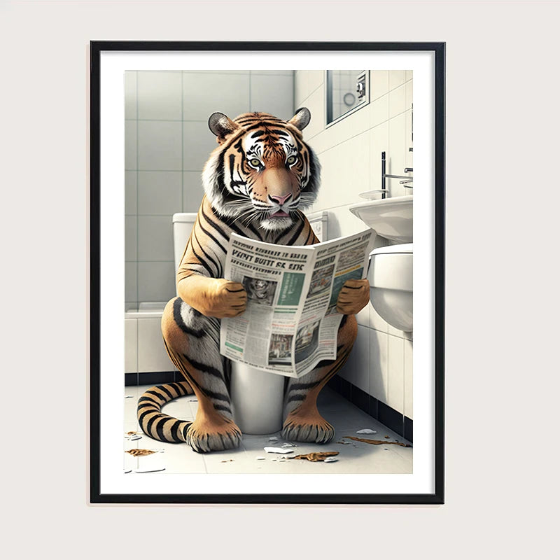 décoration murale amusante avec animaux sur les toilettes