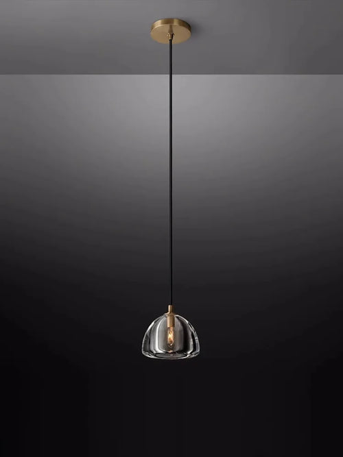 lustre vintage en cristal et cuivre pour éclairage élégant - vue 4 sur 13