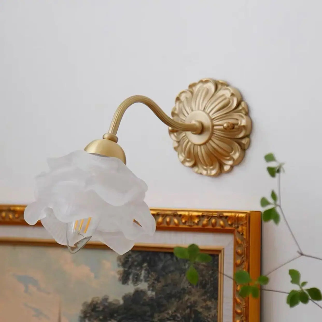 lustre rétro en laiton style français forme de fleur - vue 8 sur 11
