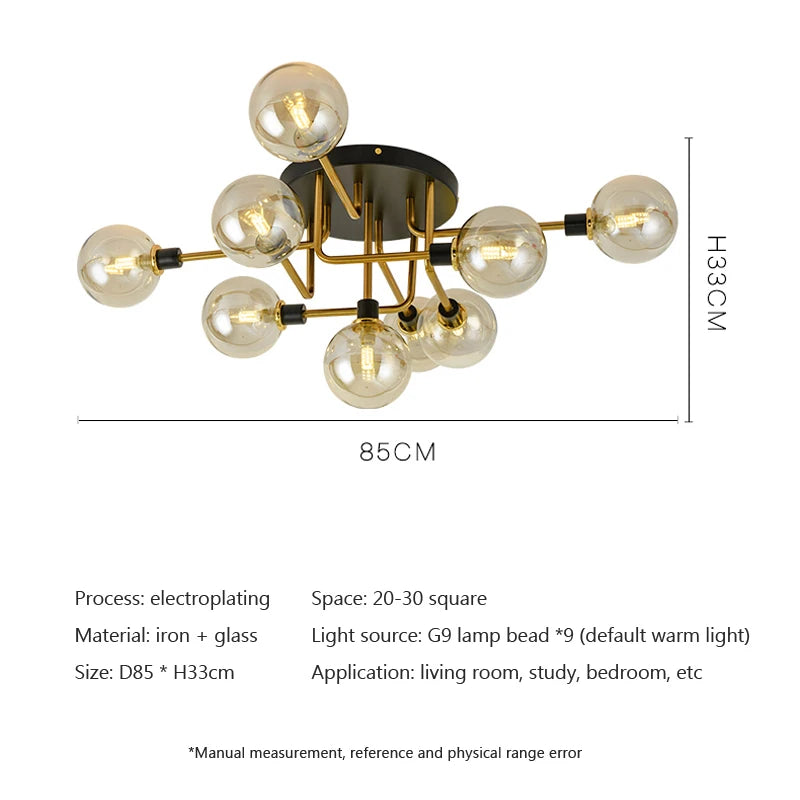 lustre led verre moderne salon maison décor plafonnier - vue 5 sur 18
