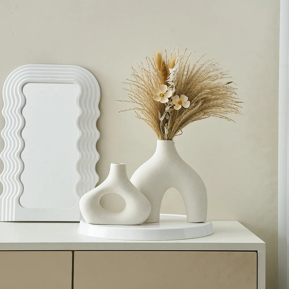 lot de 2 vases en céramique nordique pour décoration moderne - vue 3 sur 7
