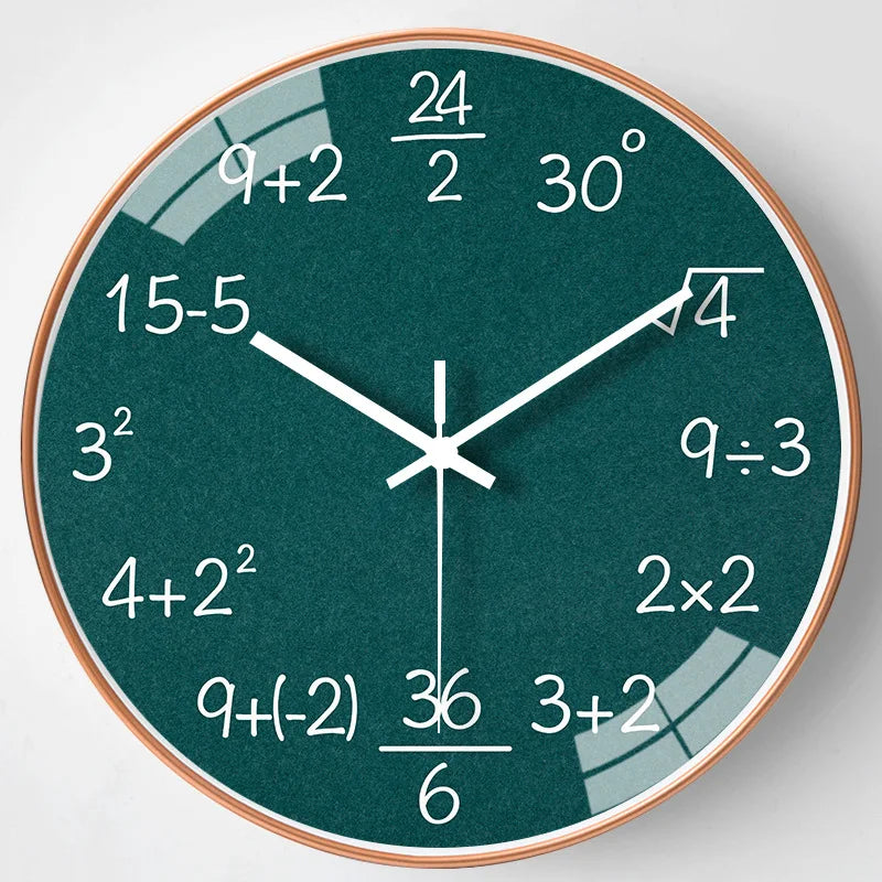 horloge murale mathématiques tableau noir décoration scolaire enfants - vue 12 sur 11