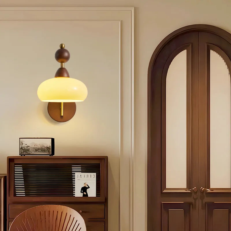 applique murale en bois et verre pour intérieur moderne - vue 4 sur 8