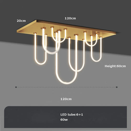 lustre rectangulaire en acier inoxydable à intensité variable - vue 12 sur 11
