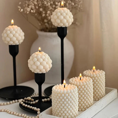 moule à bougie en silicone forme boule et bulle cylindrique - vue 2 sur 6