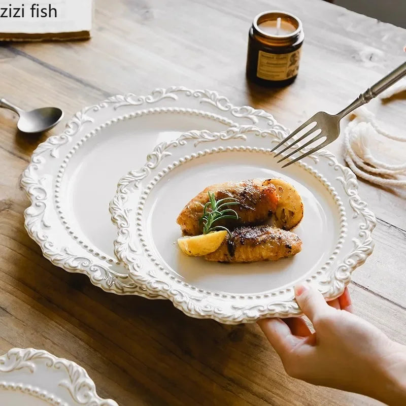 Service de table ceramique relief style vintage restaurant - vue 2 sur 7
