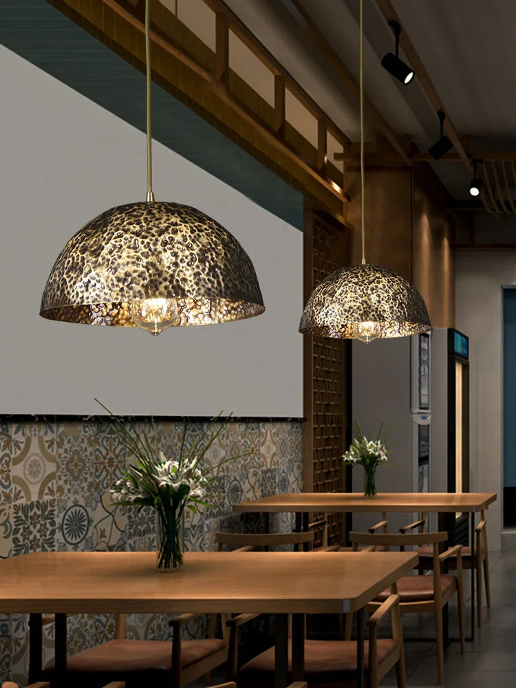 lustre décoratif chinois en cuivre pour ambiance zen - vue 4 sur 14