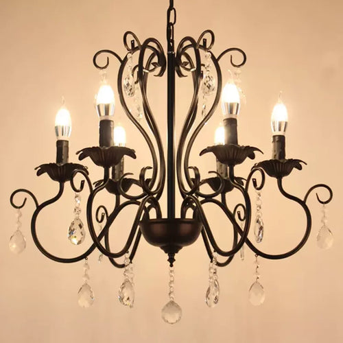 lampe à bougie en fer et cristal de luxe pour décoration intérieure - vue 3 sur 12