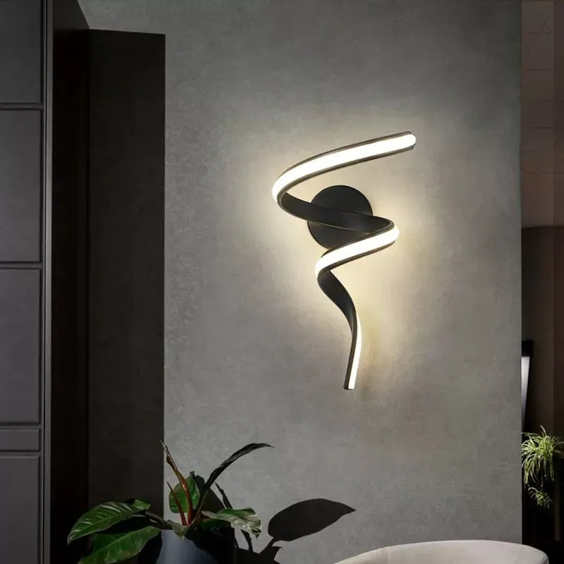 lampes led spirale modernes bande minimaliste fer - vue 5 sur 12
