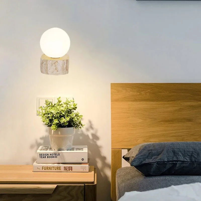 applique murale led moderne en verre avec pierre naturelle - vue 5 sur 7