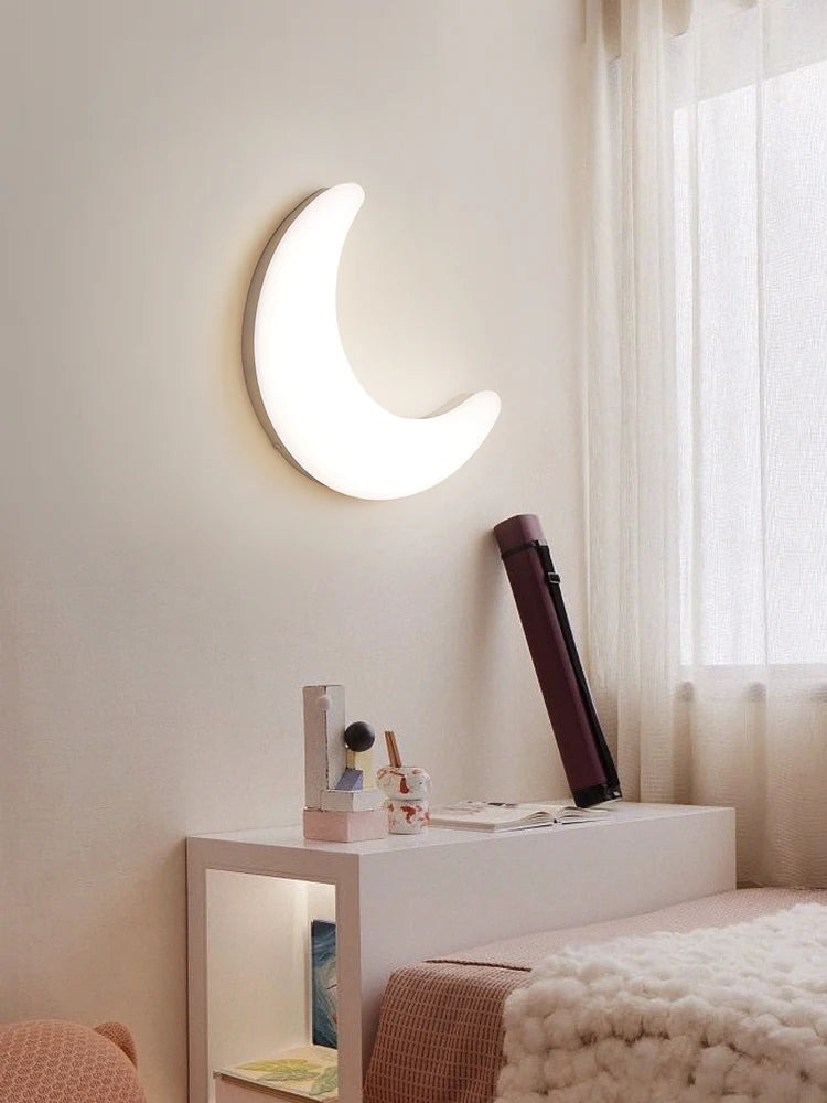 applique murale led moderne en forme de lune décorative et créative - vue 4 sur 12