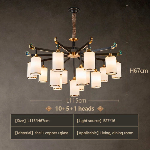 lustre en cuivre design style chinois pour éclairage moderne