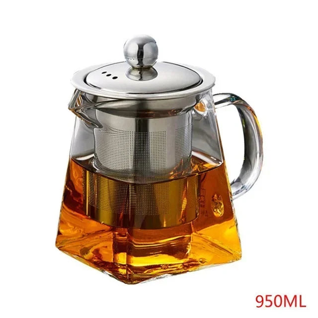 Théière verre résistant avec infuseur inox transparente élégante - vue 8 sur 11